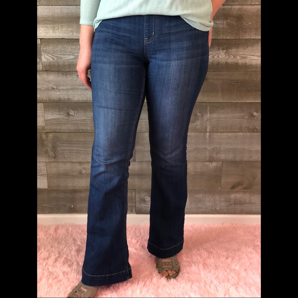 RESTOCK! New Cello Jeans Pull On Flares Dark Wash - Picture 6 of 16